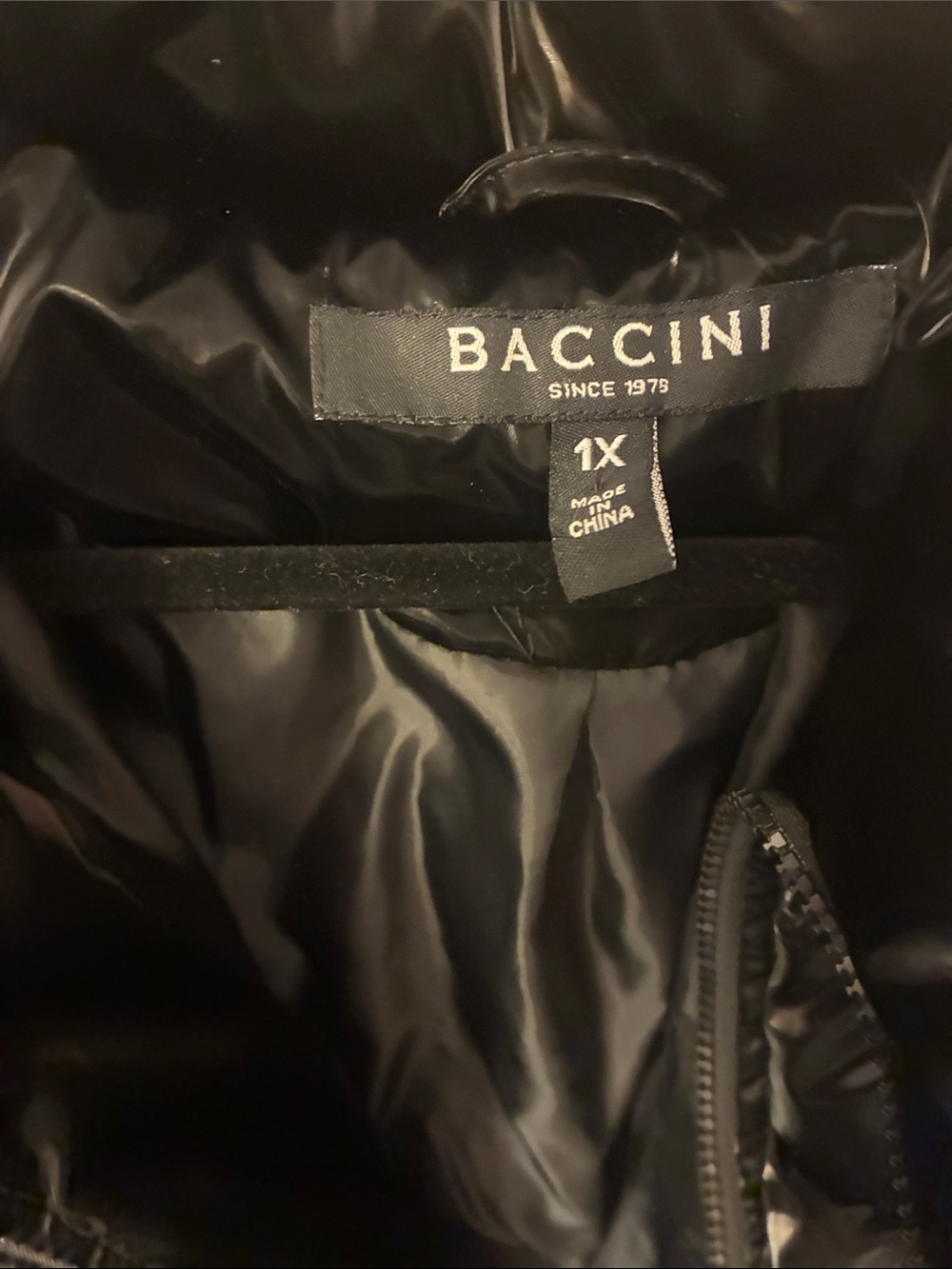 Baccini Shiny Black Quilted Puffer Jacket - Picture 2 of 6